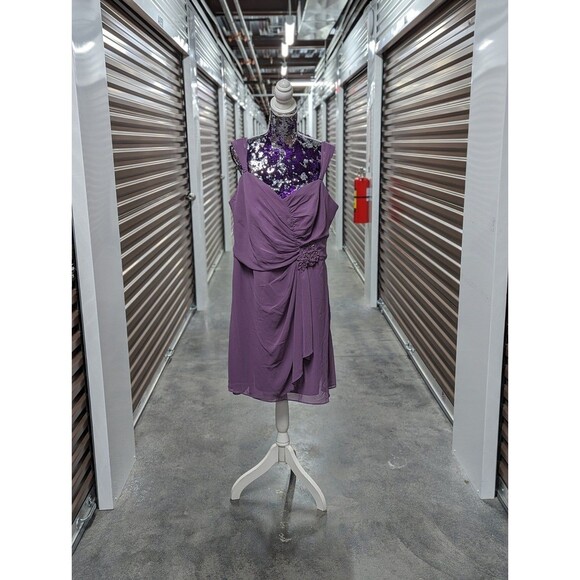 David's Bridal Size 20 Purple Hydrangea Chiffon Formal Dress - Picture 1 of 6